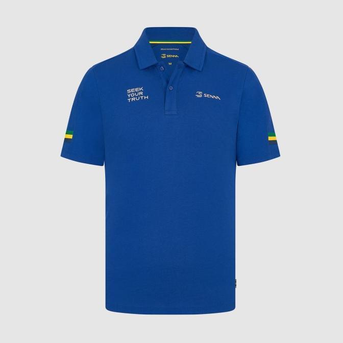 Ayrton Senna F1 Stripe Polo. Kaos Polo Pria Formula 1