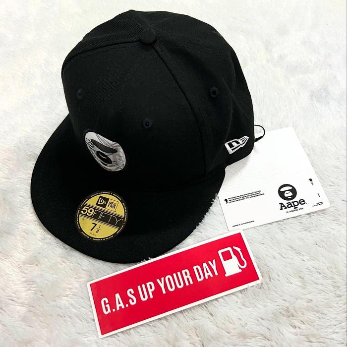 New Era x Aape By Bathing Ape Logo Collab Black 59FIFTY Baseball Fitted Hat