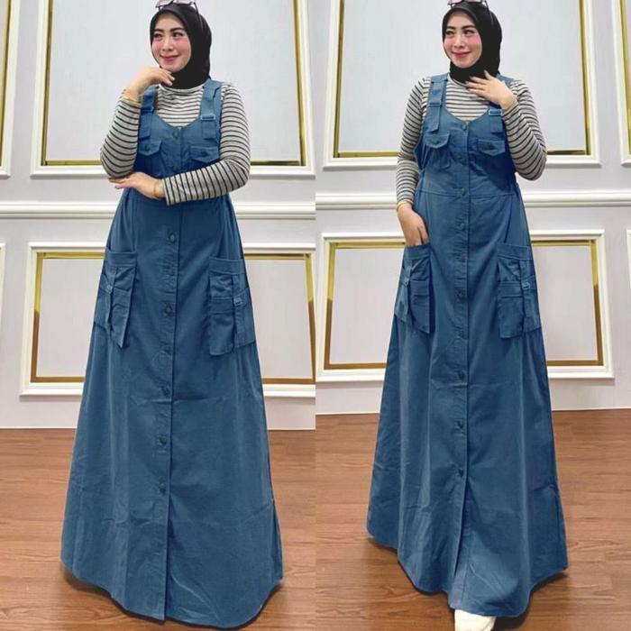 New Overall Cargo / Gamis Overall Kancing / Gamis Overall / Overall Terlaris