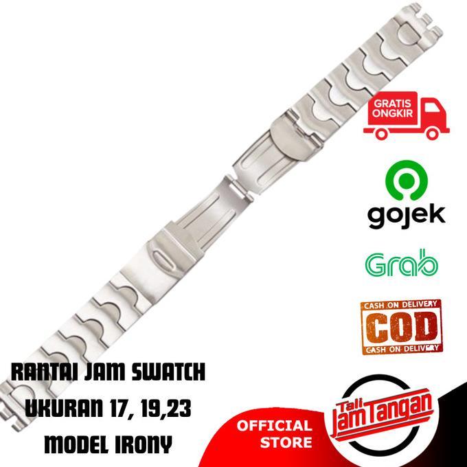 Tali Jam Tangan Rantai Untuk Swatch Irony Bracelet Solid Stainless Ukuran 17Mm 19Mm 23Mm