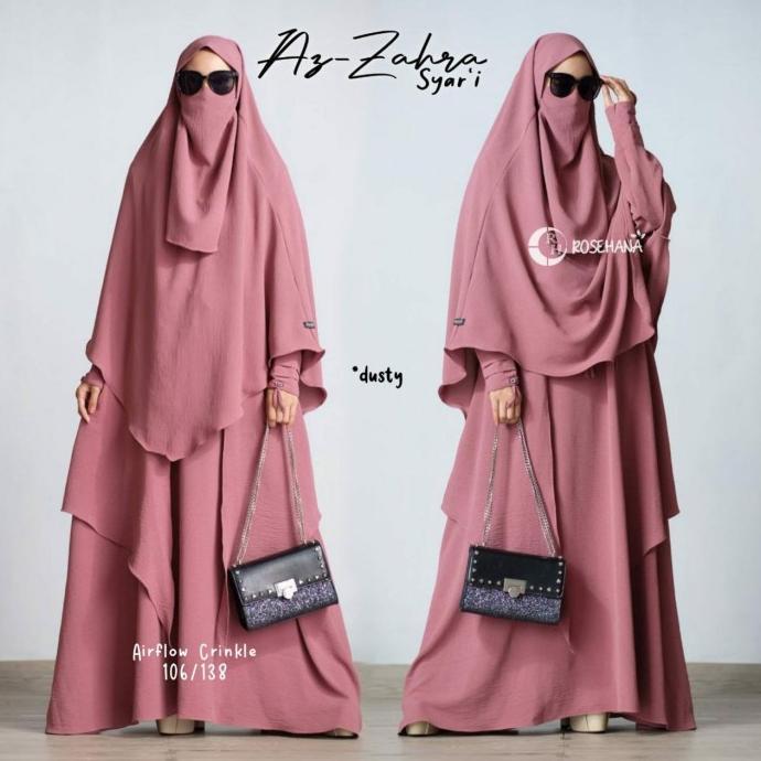 Setelan Syari Gamis Khimar Cadar Az-Zahra Azzahra Airflow Ori Rosehana #Gratisongkir