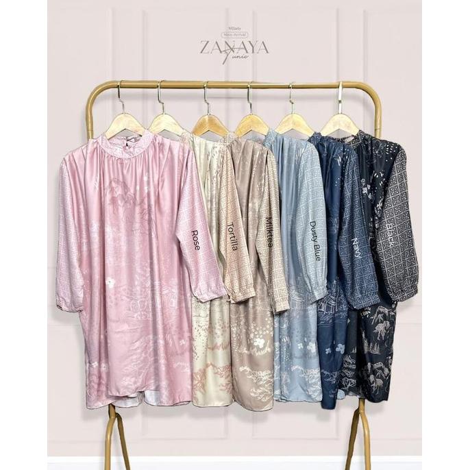 Mylady Hijab Zanaya Tunik Muslim Wanita Cantik Navy Silk Nyaman #Gratisongkir