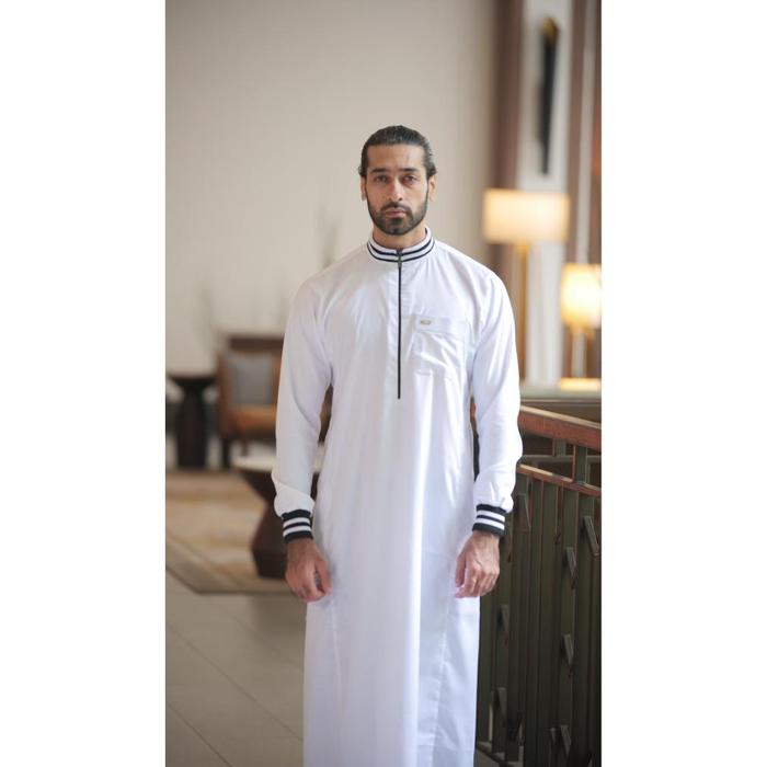 Jubah Gamis Shahama Exclusive SH-097 Rib Casual Sporty Putih