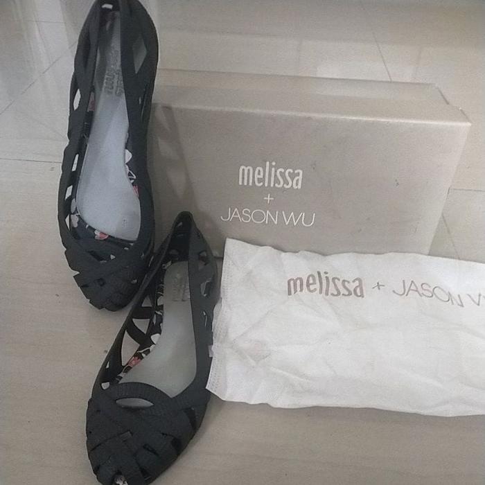 melissa shoes original hitam flat shoes wanita  sepatu preloved