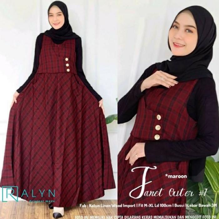 New RALYN - OVERALL JANET OUTER JANET WOOL IMPORT ORI,OUTER KOTAK KOTAK JANET UWAIS RALYN (003) Terl