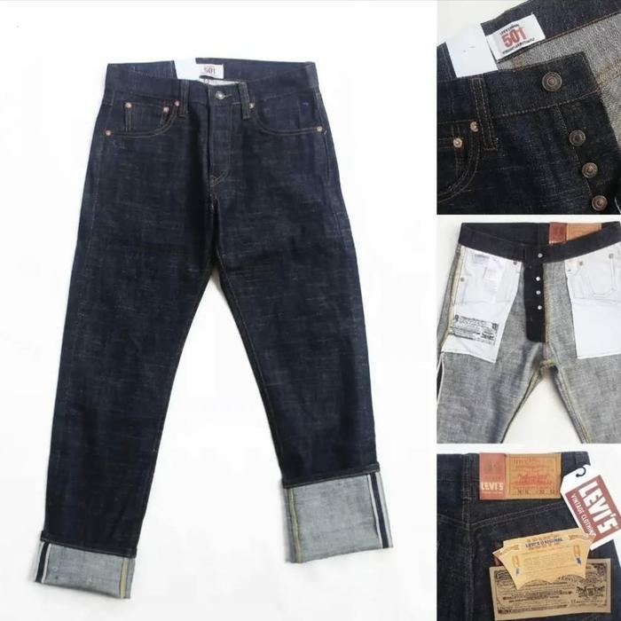 L 501XX Selvedge Staight Leg Long Pantas Navy