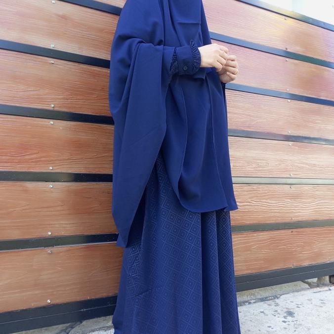 Gamis Syari Wolfis Wolpeach Wolvis Premium Embos Emboss Set Khimar #Gratisongkir