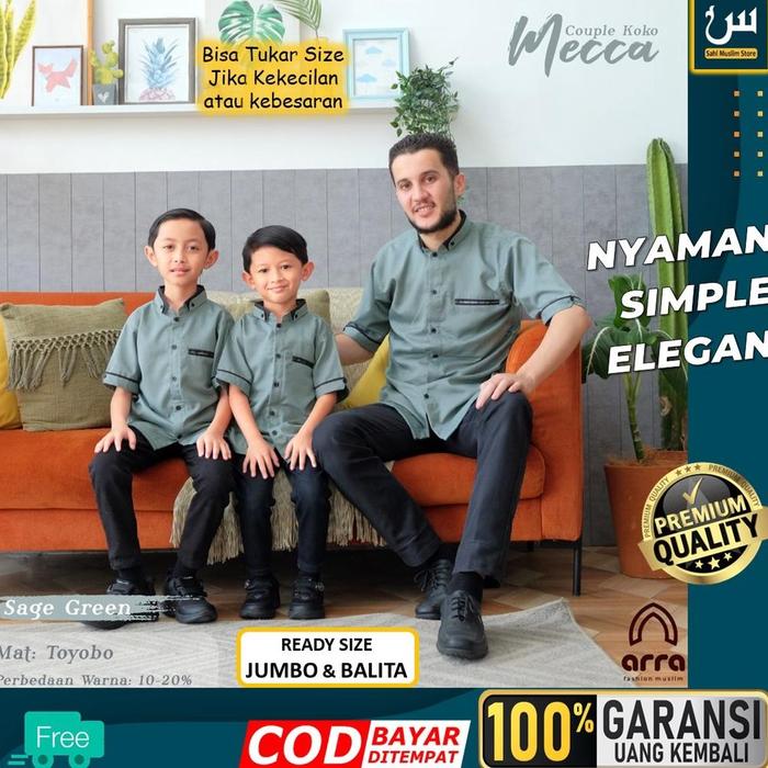 Baju Lebaran Kameja Kemko Kemeja Koko Kokoh Couple Muslim Casual Pria Ayah Dan Anak Remaja Laki Laki