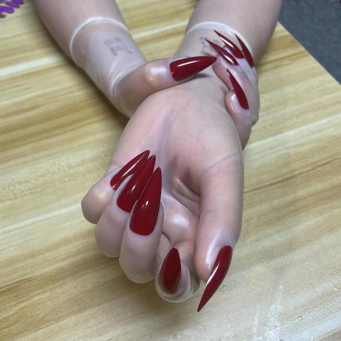 Kigurumi Malaysia Latex Material Zentai 1 Pair Of Medium To Long Transparent Latex Gloves With Nails