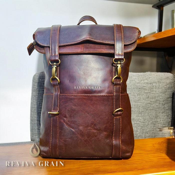 Tas Ransel Kulit Gulung Da Bao Buffalo Crazy Horse Leather Rare