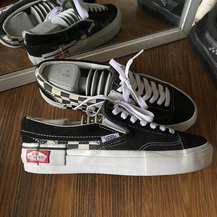 vans slip on cut and paste black white original murah - sneakers second market