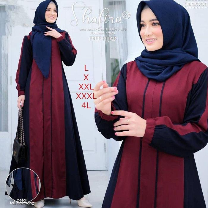 Promo Busana Muslim Jumbo+Hijab Terbaru Size L Xl Xxl Xxxl 4Xl Promo