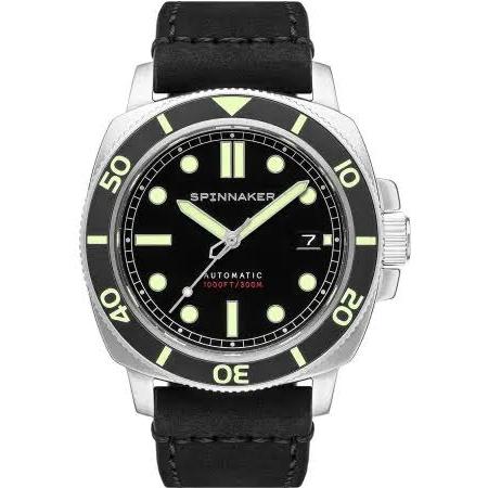 Spinnaker Hull Diver SP-5088-01 Black Dial Black Leather Strap
