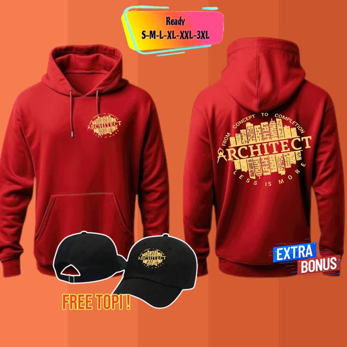 HOODIE JUMPER PROFESI ARCHITECH DESIGN FONT KEREN KECE BONUS TOPI BAHAN KATUN FLEECE
