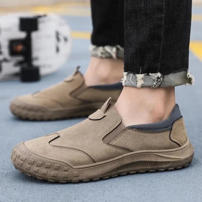 Sepatu Sneakers Slip On Pria Original Import Casual Sporty Kulit Leather Tanpa Tali Kerja Formal Kan
