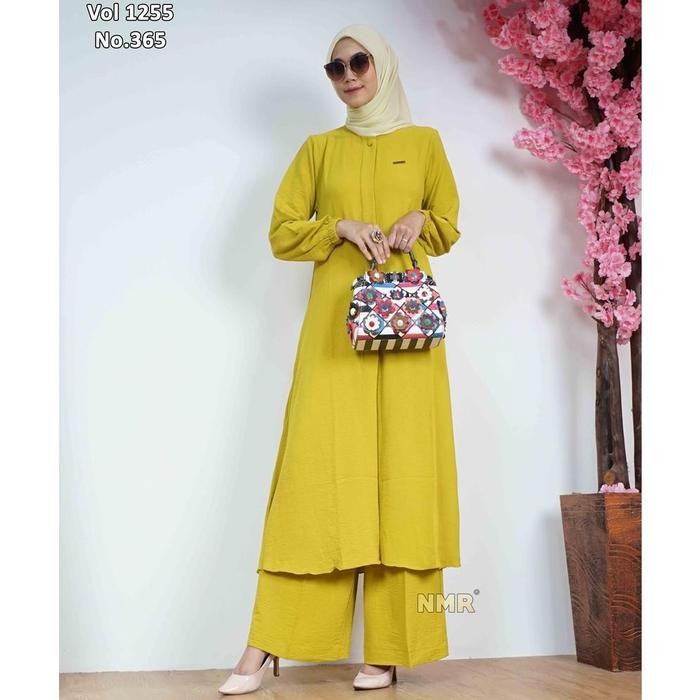 Nmr Setelan Tunik Celana Rayon Crinkle Vol 1255-365
