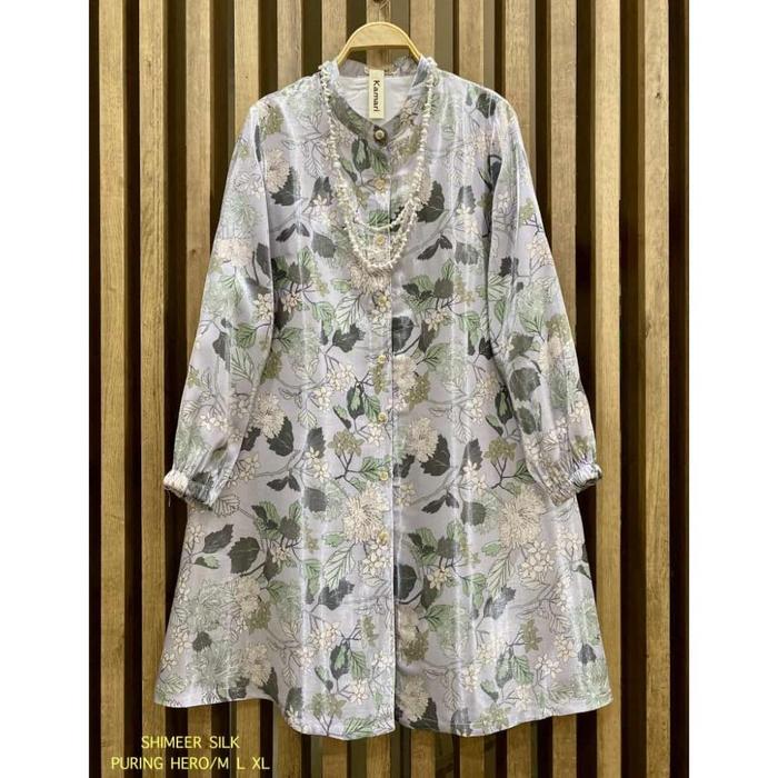 Tunik Blouse Silk Silky Armani Motif High Quality Ori Kamari