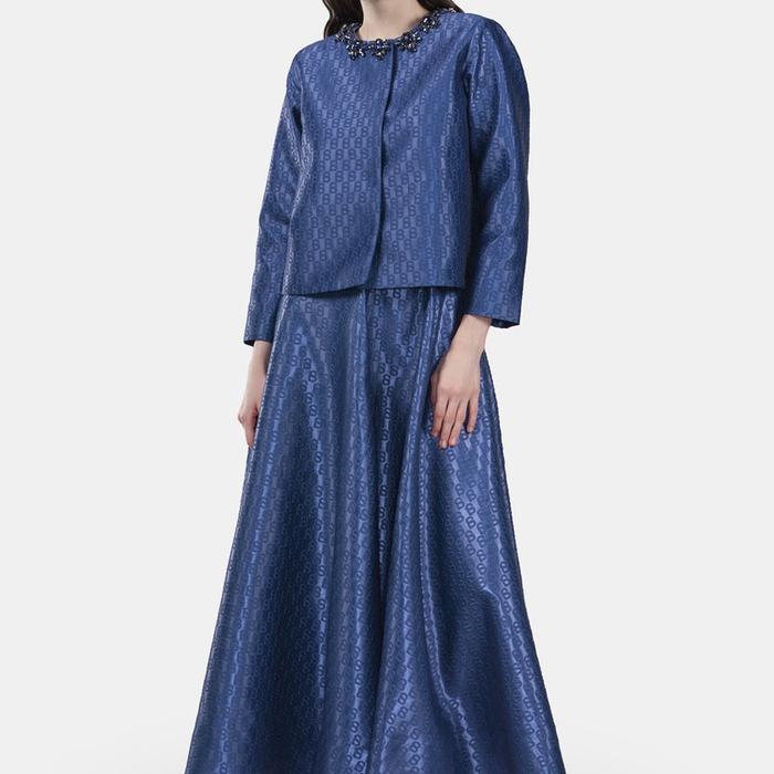 Setelan Rok BUTTONSCARVES Monogram Jacquard Set - Navy