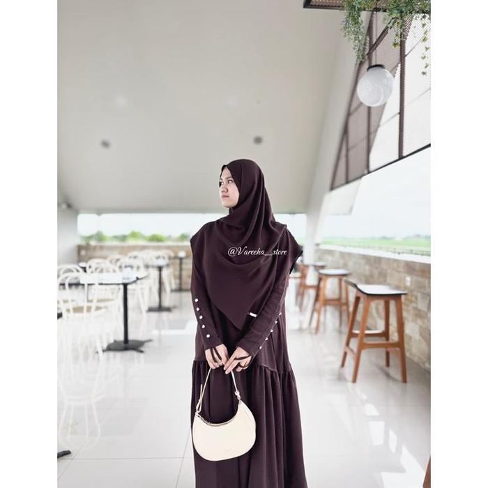 (Vareeha) Gamis Set Hijab Zira Abaya Gamis Muslim Kekinian Syari