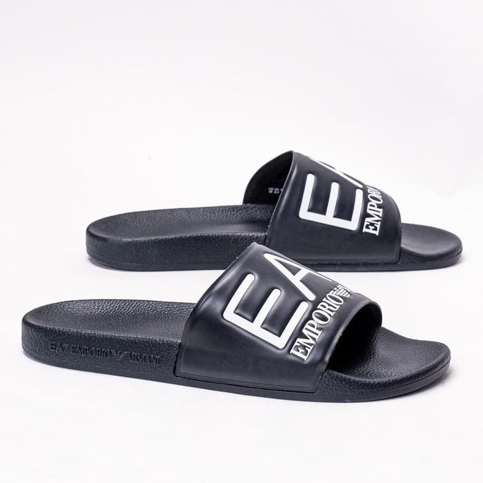 SANDAL PRIA SLIDES - ARMANI EMPORIO EA7 NAVY LIST WHITE ORIGINAL AUTHENTIC