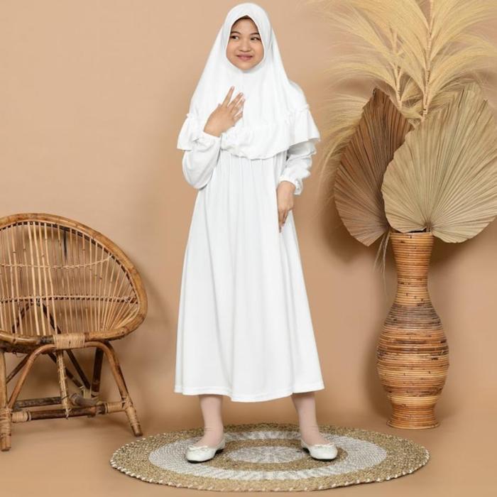 Gamis Anak + Hijab Mazaya Smlxlxl Baby.Cloth Untuk Umur 3-15 Tahun Muslim Panjang Remaja Jilbab Baju