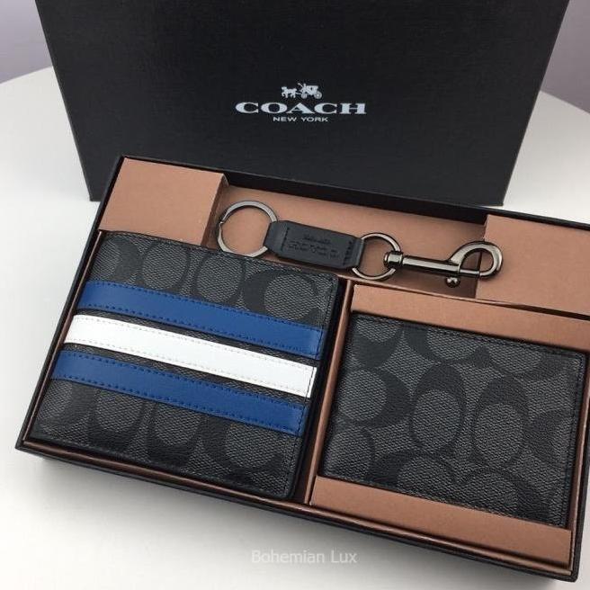 COACH Men Wallet In Signature Canvas with Varsity Stripe
