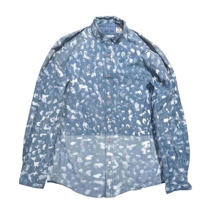 Blue blue japan pure indigo shirt abstrack hand made