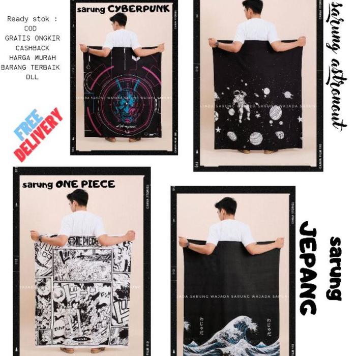 sarung Pria Keren Motif One Piece,Sarung Jepang, CYBERPUNK Dan Astronot Terbaik Termurah 2023 | Saru