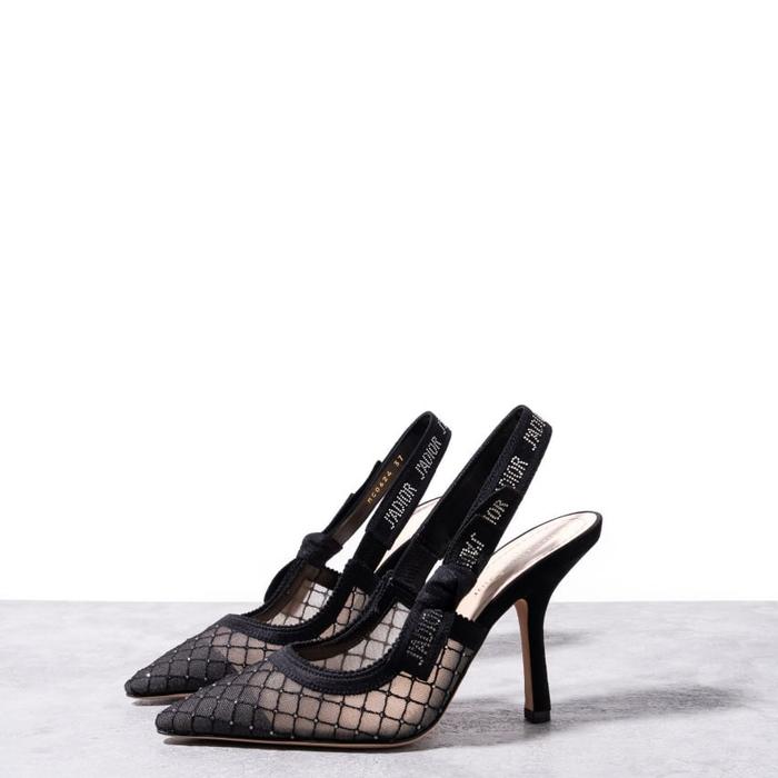 CHRISTIAN DIOR Jadior 100mm slingback transparent mesh Black