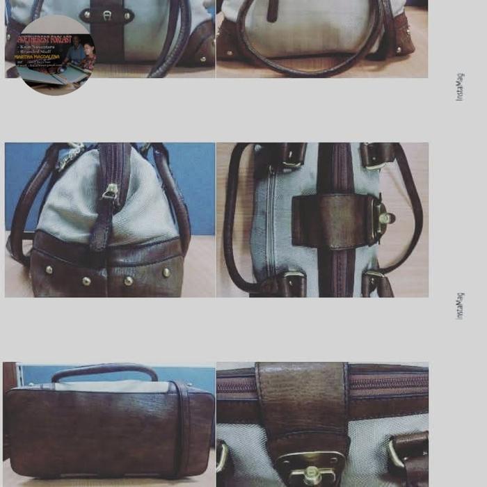 Thrifting shoulder bag dan sling bag kombinasi kulit dan canvas Aigner USA