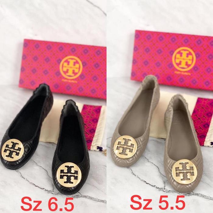TORY BURCH MINNIE TRAVEL BALLET QUILTED ORIGINAL FLAT SHOES READY STOCK