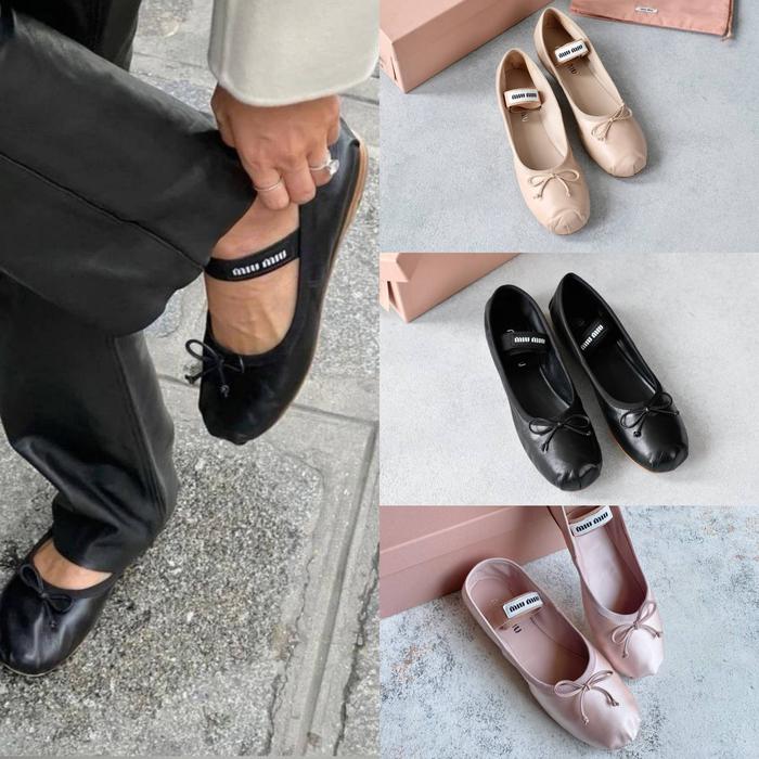 MIU MIU Bow Elastic Band Ballerina Flats Mary Jane in 6 colors