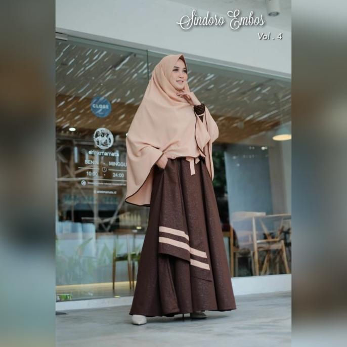 Gamis Syari Set Khimar Sindoro Embos Ori Rosehana Hijab #Gratisongkir
