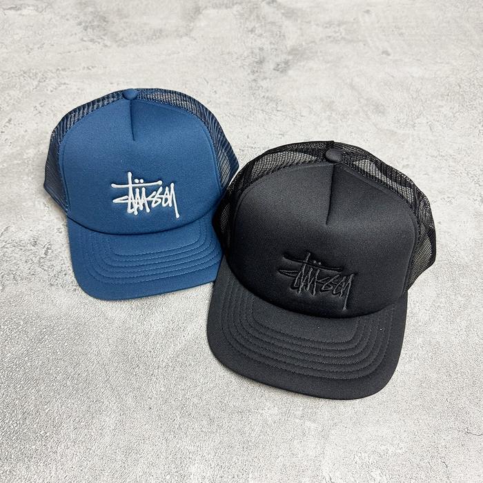 Stussy TRUCKER BIG BASIC SNAPBACK Deep Blue/shadow black/topi 100% original