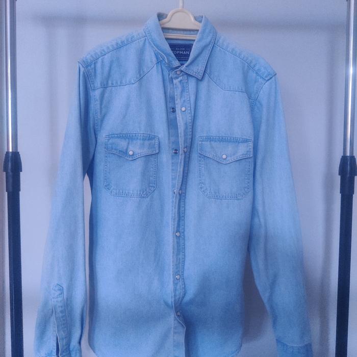 Kemeja Jeans Biru Topman Flannel