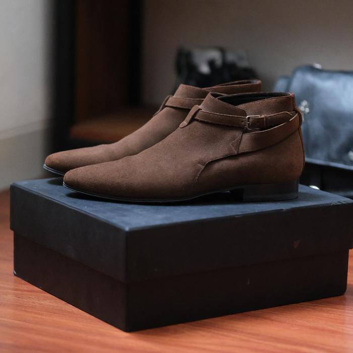 Saint laurent Wyatt Jodphur Crop Ankle Boots Suede Original Made in Italy