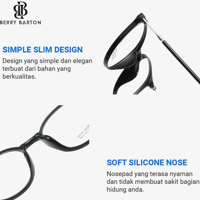 Kacamata pelajar oval untuk pria dan wanita wajah kecil yang cantik Frame Oval I Plastik TR90 I Berr