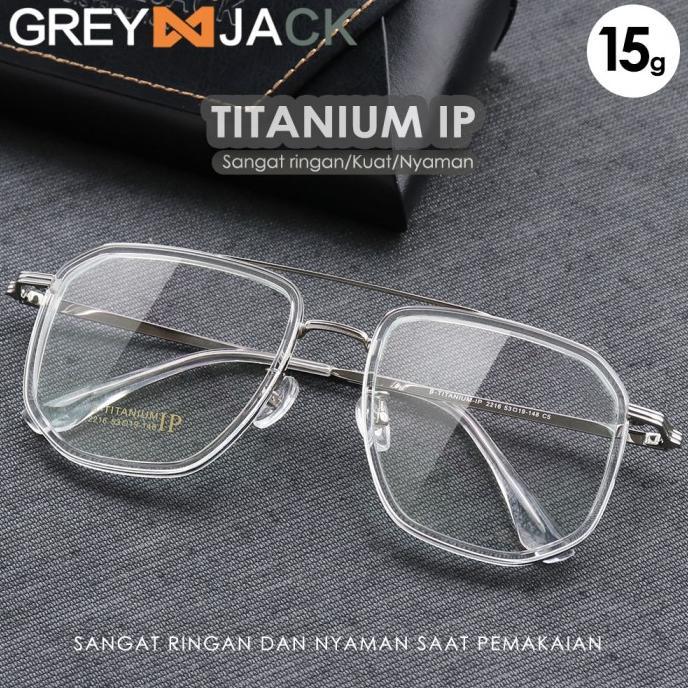 Grey Jack Frame Kacamata Titanium Aviator Kotak Ringan dan Kokoh 2216