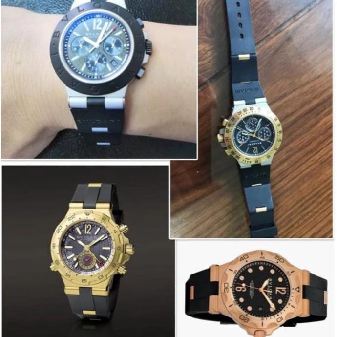 BARU Tali Jam Bvlgari Diagono Al38a Rubber Strap Bvlgari Diagono Hitam