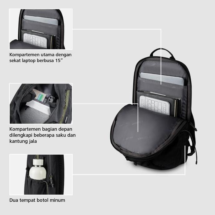 Bodypack Axiom Vision 1.0 Laptop 15 Inch Bag Tas Ransel Travel Kerja Ringan dan Muat Banyak - Hitam