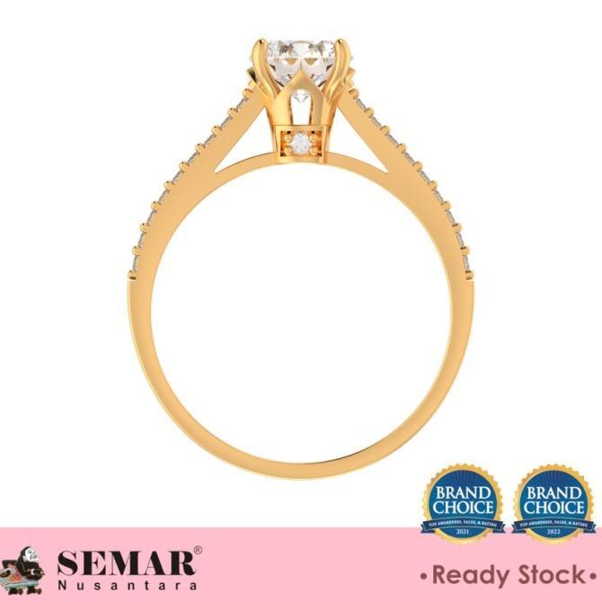 Cincin Emas List Ring Solitaire Batu Putih 10K Semar Nusantara