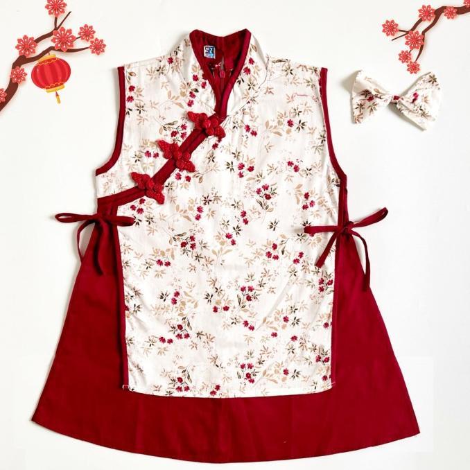 baju imlek qipao dress cheongsam merah ungu gold anak perempuan