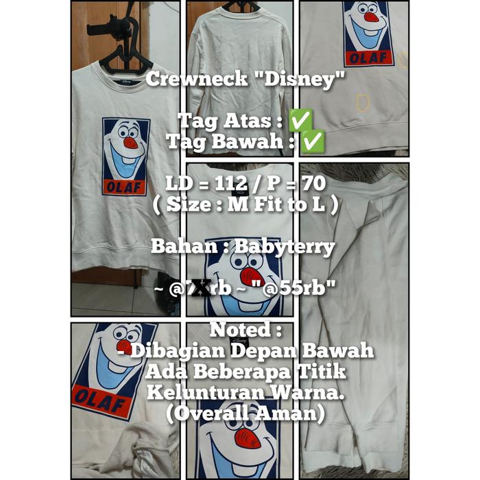 #Thrift - Crewneck "Disney" (Dibagian Depan Bawah Ada Beberapa Titik Kelunturan Warna (Overall Aman)