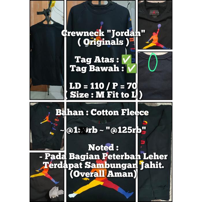 #Thrift - Crewneck "Jordan" Originals (Pada Bagian Peterban Leher Terdapat Sambungan Jahitan (Overal