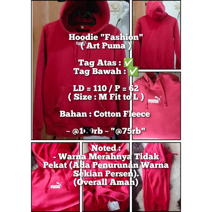 #Thrift - Hoodie "Fashion - Art Puma" (Warna Merahnya Tidak Pekat (Ada Penurunan Warna Sekian Persen