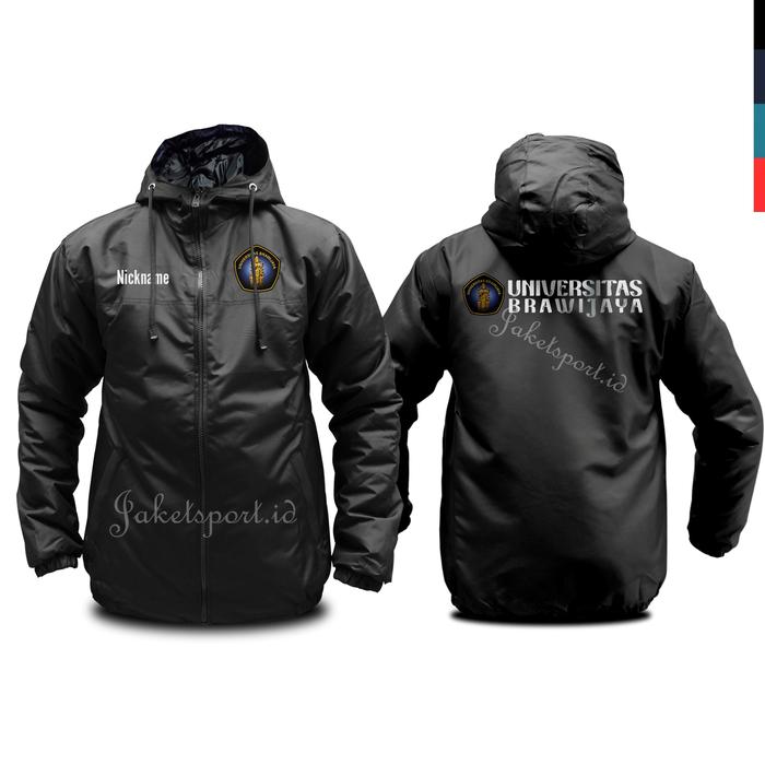 Jaket Pria Universitas Brawijaya UB custom semi waterproof gratis nama tahan angin sablon dtf