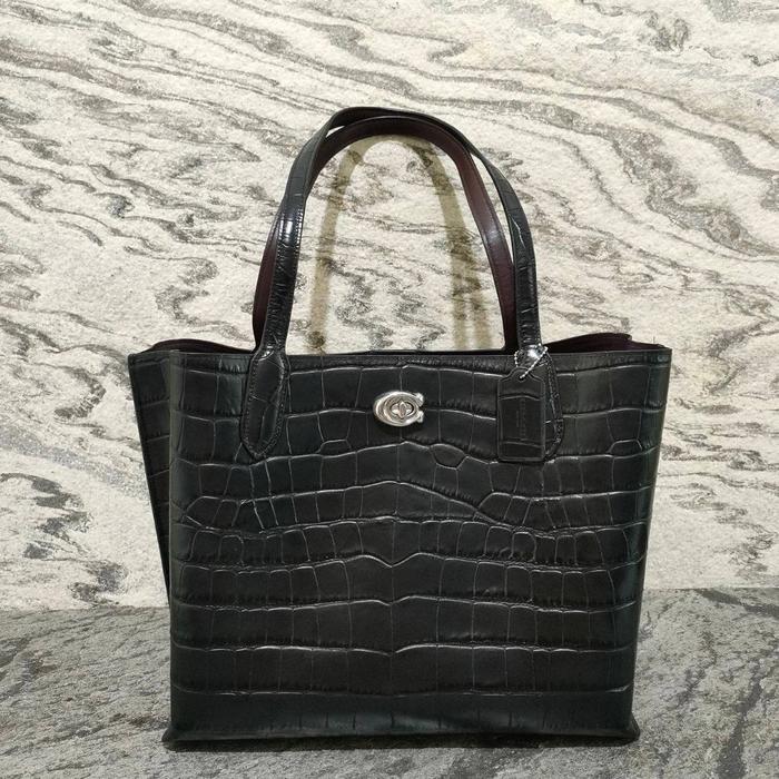 tas wanita coac* willow tote croco black multi ss