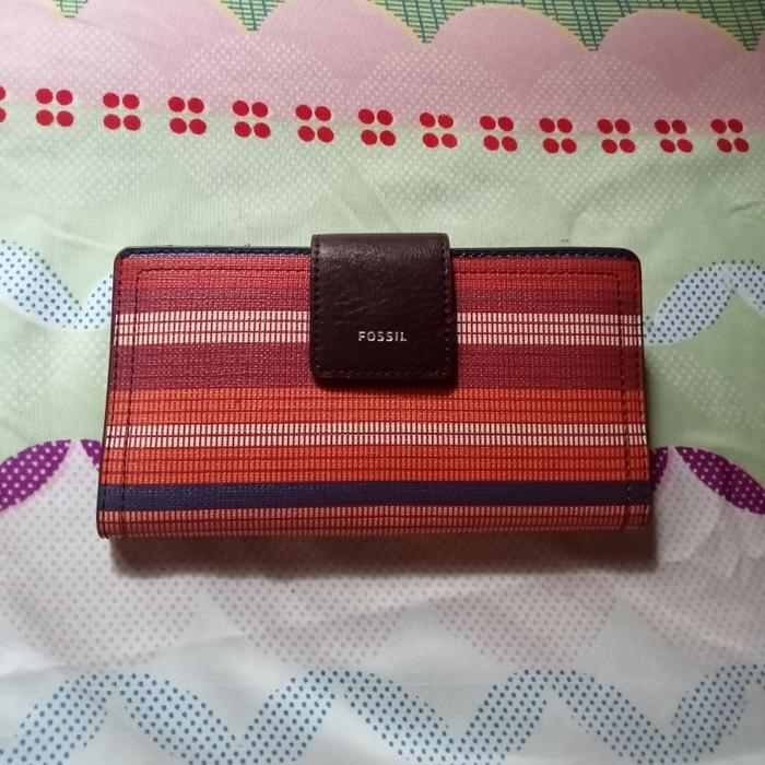 Fossil Logan RFID Wallet Vintage Orange - dompet wanita