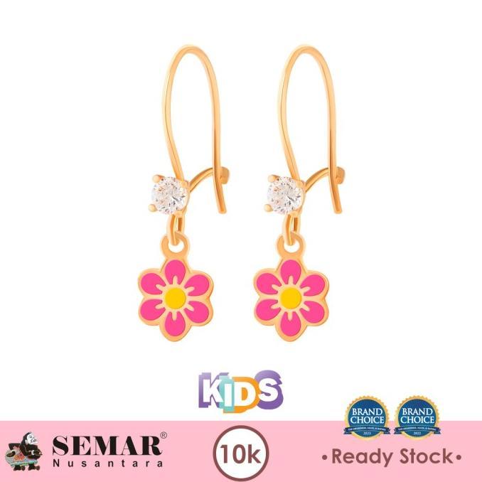 Anting Emas Anak Baby Colour Poppy Flower Gold 10K Semar Nusantara