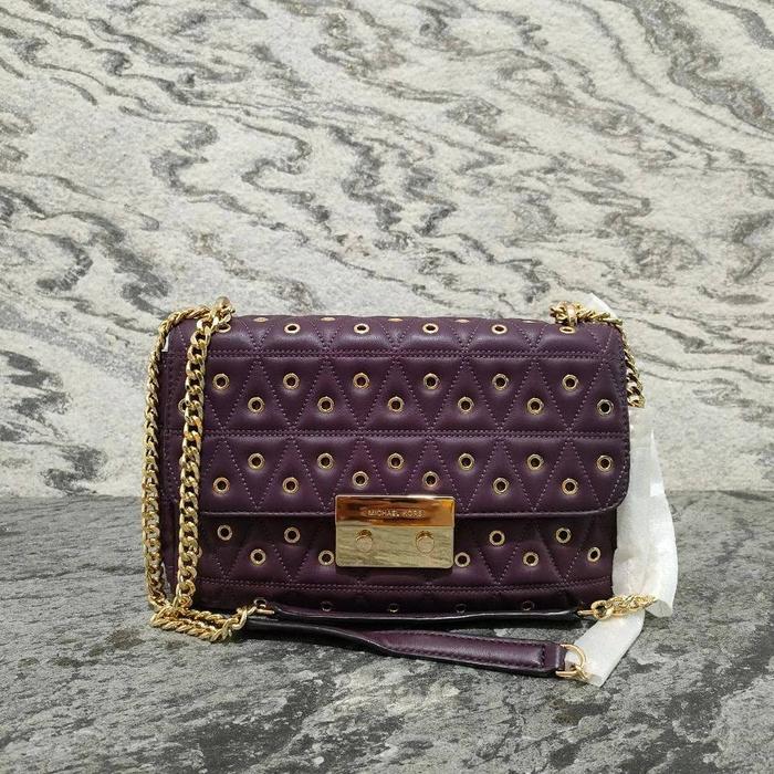 tas wanita mk sloan large chain shoulder damson ss